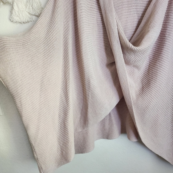 World Market Ribbed Knit Pink Overlay Poncho Top Lounge Casual Boho Minimalist - Picture 6 of 10